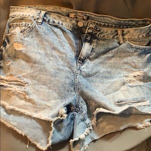 Acid wash jean shorts